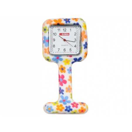 Clock for nurses - square - fancy flowers