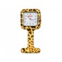 Reloj de enfermería - cuadrado - estampado de leopardo