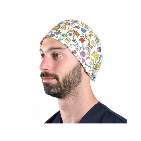 Patterned hat - smile dogs - m