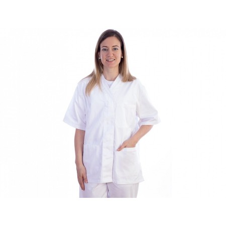 Button-up jacka - bomull/ pol.-donna xxl vit
