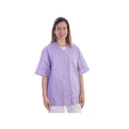 Buttoned tunic - cotton/pol.-donna s purple