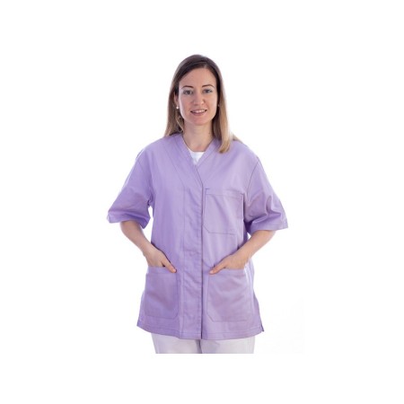 Tunique boutonnée - coton/pol. - femme m violette