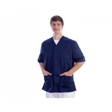 Knäppt tunika – bomull/pol. – unisex xs blå