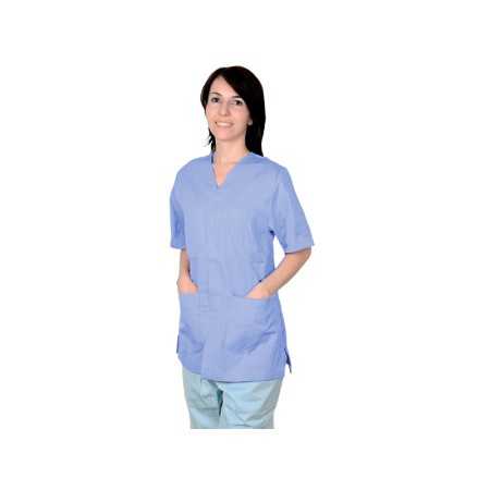 Túnica con botones-algodón/pol.-unisex s azul claro