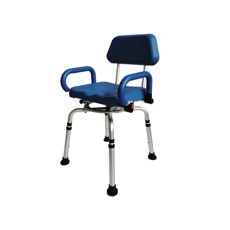 Silla giratoria de ducha con respaldo y asiento de PU - capacidad de carga 136 kg
