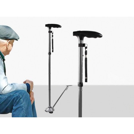 Bâton avec ventouses et lumière led - argent