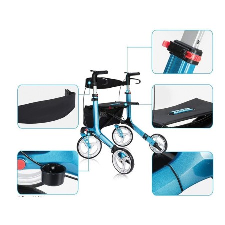 Déambulateur prince - pliable - bleu clair