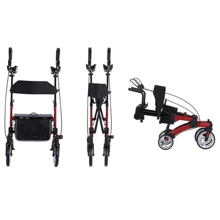 Fuldt justerbar stående rollator - aluminium - rød