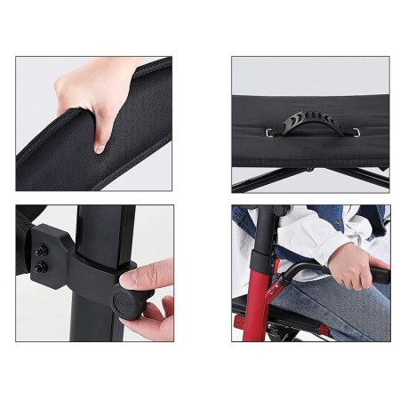 Volledig verstelbare staande rollator - aluminium - rood