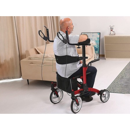 Vollständig verstellbarer stehrollator – aluminium – rot