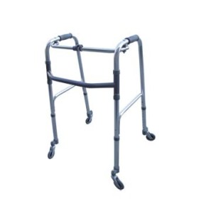 Foldable rollator, height-adjustable with 4 swivel castors