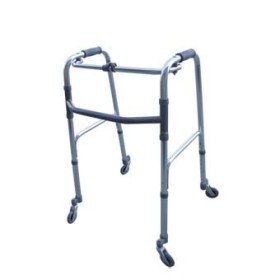 Folding walker, adjustable in height with 4 swivel wheels