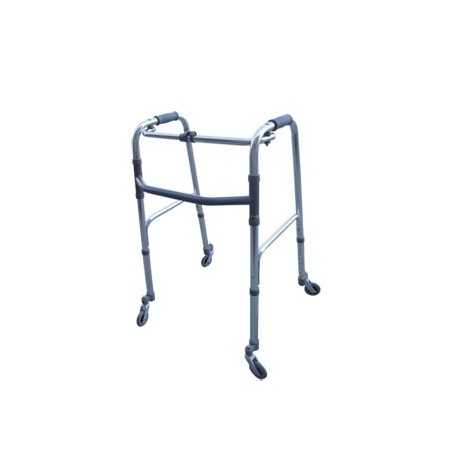 Folding walker, adjustable in height with 4 swivel wheels