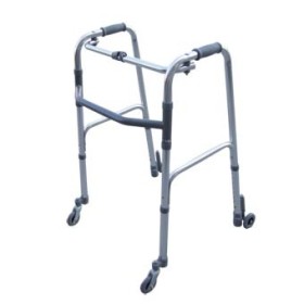 Hopfällbar rollator, höjdjusterbar med 2 svängbara hjul och 2 hjul med självlåsande system