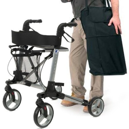 Rolátor s držákem tyčí a zádovou opěrkou vermeiren quadri light