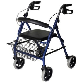 Folding aluminum rollator with seat