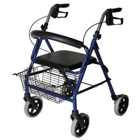 Folding aluminum rollator with seat