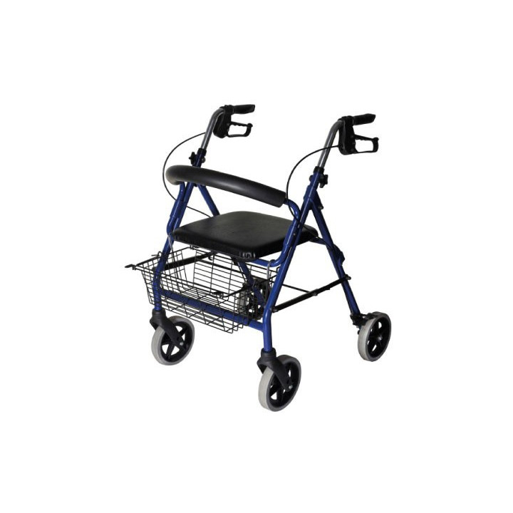 Foldable aluminum rollator with seat
