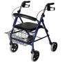 Folding aluminum rollator with seat