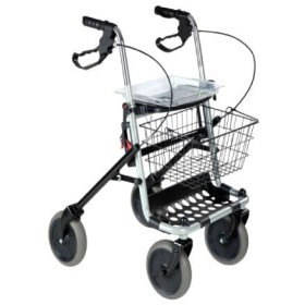 Folding rollator with seat