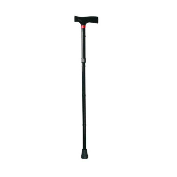 Anodized aluminum walking stick with non-slip tips – black – folding