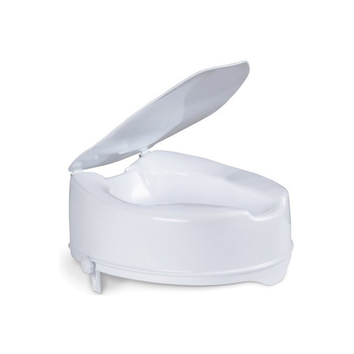 Upphöjd toalettsits med sidoblock och lock - h 14 cm