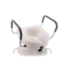 Raised toilet seat with central block and armrests - H 13 cm