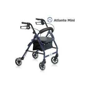Andador Plegable En Aluminio Pintado - 4 Ruedas - Con Asiento Acolchado - Atlante Mini