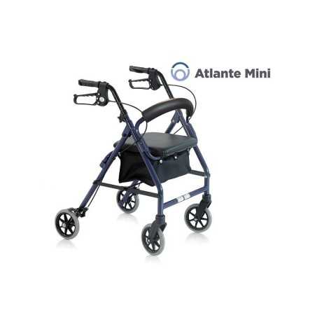 Sammenklappelig Rollator I Malet Aluminium - 4 Hjul - Med Polstret Sæde - Atlante Mini