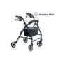 Fällbar rollator i lackerad aluminium - 4 hjul - med vadderad sits - Atlante Mini