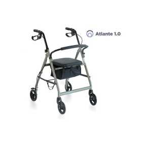 Andador Plegable En Aluminio Pintado - 4 Ruedas - Con Asiento Acolchado - Atlante 1.0