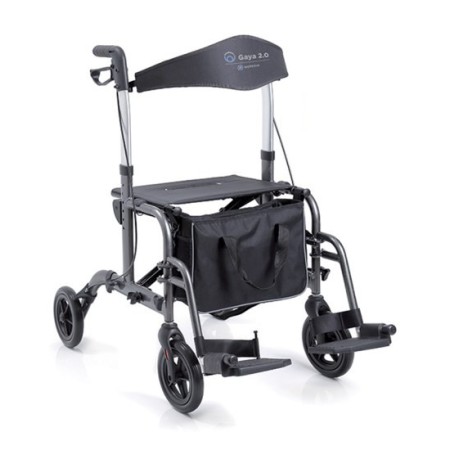Rollator pliabil din aluminiu vopsit - 4 roți - funcție dublă - gaya 2.0