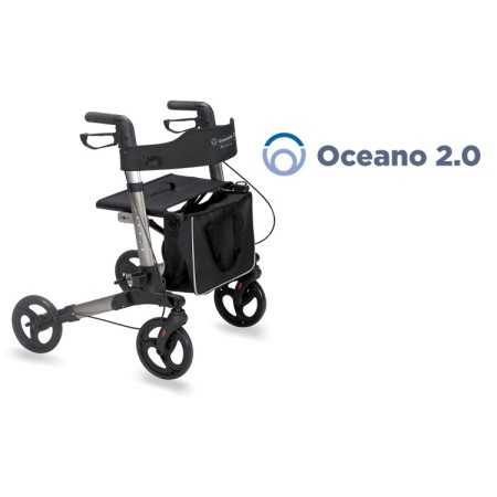 Rollator Pliant En Aluminium Peint Gris - Ocean 2.0