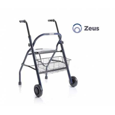 Fällbar rollator i lackerat stål - 2 hjul - med säte och korg - Zeus