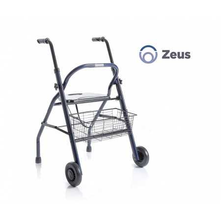 Rollator Pliant En Acier Peint - 2 Roues - Avec Assise Et Panier - Zeus