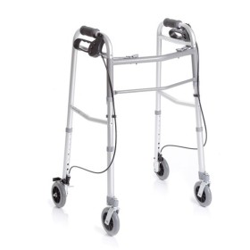 Folding walkers with 4 wheels - hand operated brake