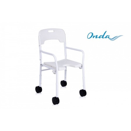 Shower chair with backrest and wheels - foldable