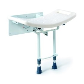 Wall-Mounted Shower Seat with Feet Resting on the Floor