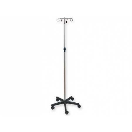 IV pole 4 hooks - on roller stand