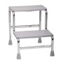 Two-step ladder in chrome-plated steel for medical tables