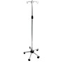 Hypodermoclysis Stand - Stainless Steel Pole And Hooks - 4 Hooks - On Wheels