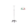 Hypodermoclysis stand - stainless steel pole and hooks - 4 hooks on wheels