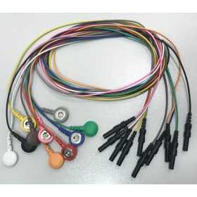 Set mit 10 EKG-Adapterkabeln L.60cm - Automatischer Clip und Sicherheitsstecker