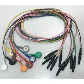 Set mit 5 EKG-Adapterkabeln L.60cm - Automatischer Clip & Sicherheitsstecker