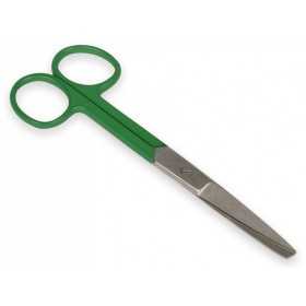Nożyczki proste z naprzemiennymi końcówkami - zielone kółka - 14 cm