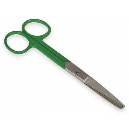 Straight scissors with alternate tips - green rings - 14 cm