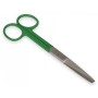 Straight scissors with alternate tips - green rings - 14 cm