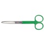 Straight scissors with alternate tips - green rings - 14 cm