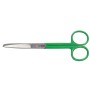 Nożyczki proste z naprzemiennymi końcówkami - zielone kółka - 14 cm