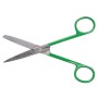 Straight scissors with alternate tips - green rings - 14 cm